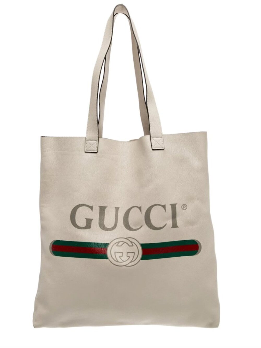 Authentic Gucci Leather Web Tote Bag – Cream – In Very Good Condition
